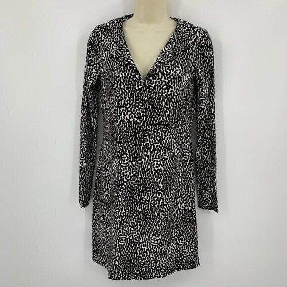DVF Diane von Furstenberg Reina Tiny Marks Black tunic dress white small new 6 - Picture 2 of 7